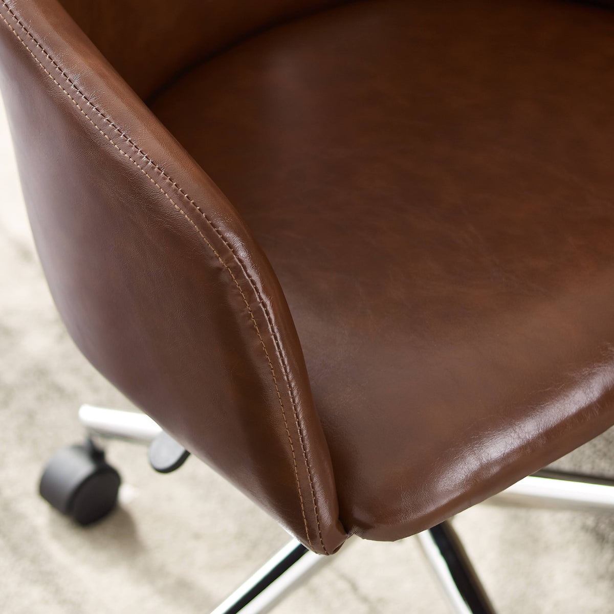 Gray Round Back Swivel Desk Chair with Caster Y2280