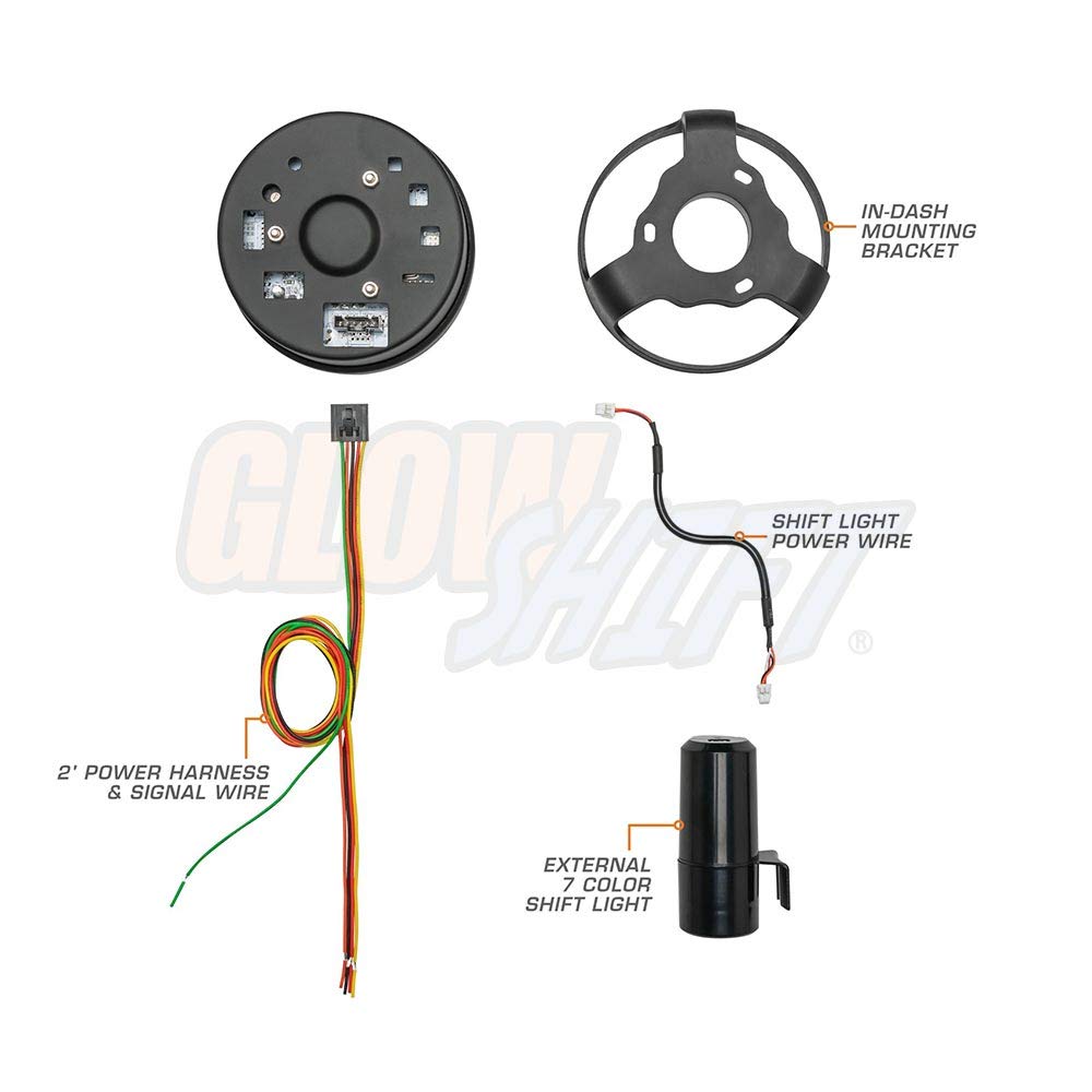 Tinted 7 Color 10,000 RPM Tachometer Gauge with Shift Light S8909