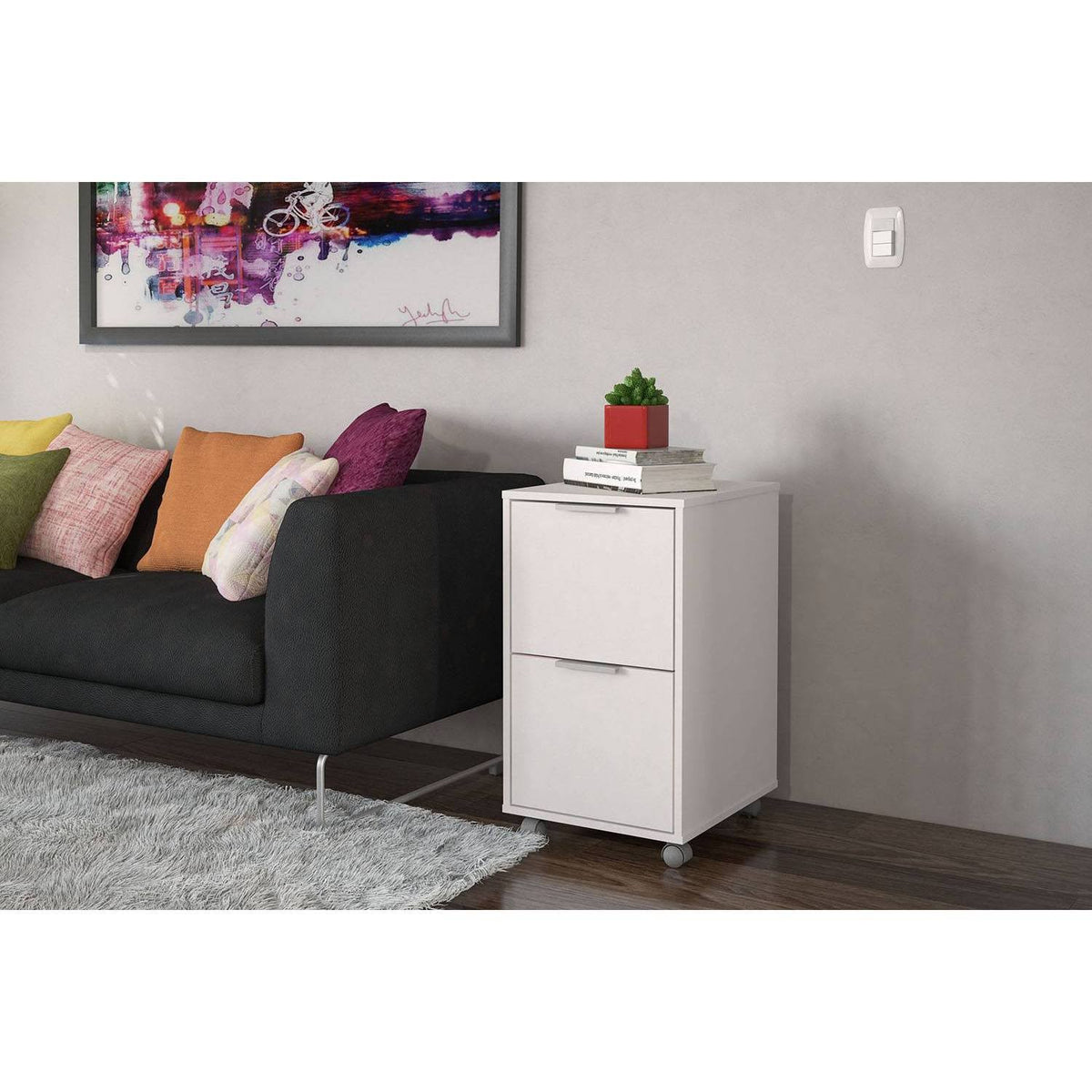 White 2 Drawer File Cabinet W649