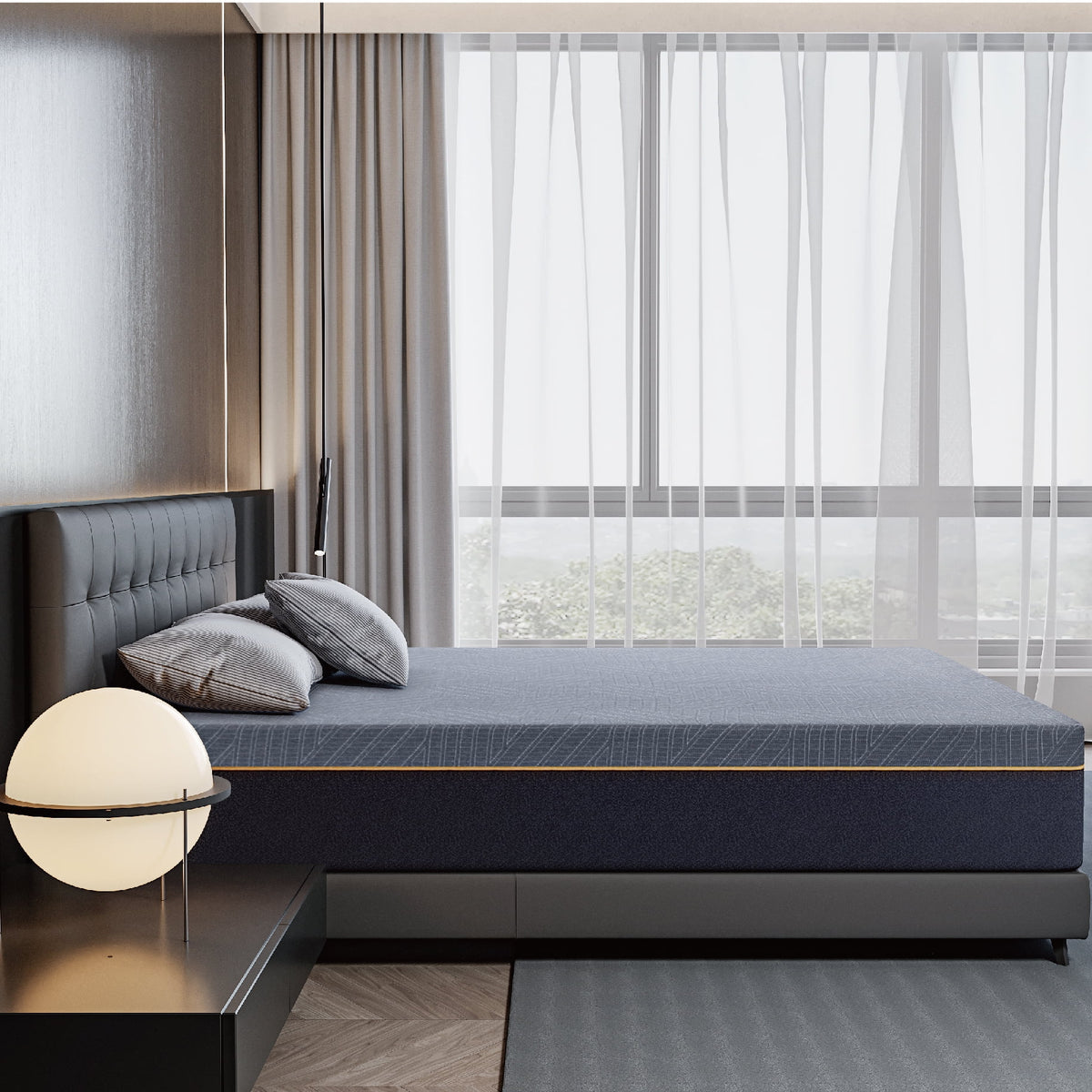 Black 12 inch Full Size Memory Foam Hybrid Mattress C5026