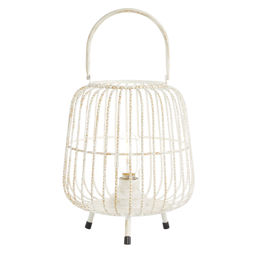 White Metal Caged Lantern U7496