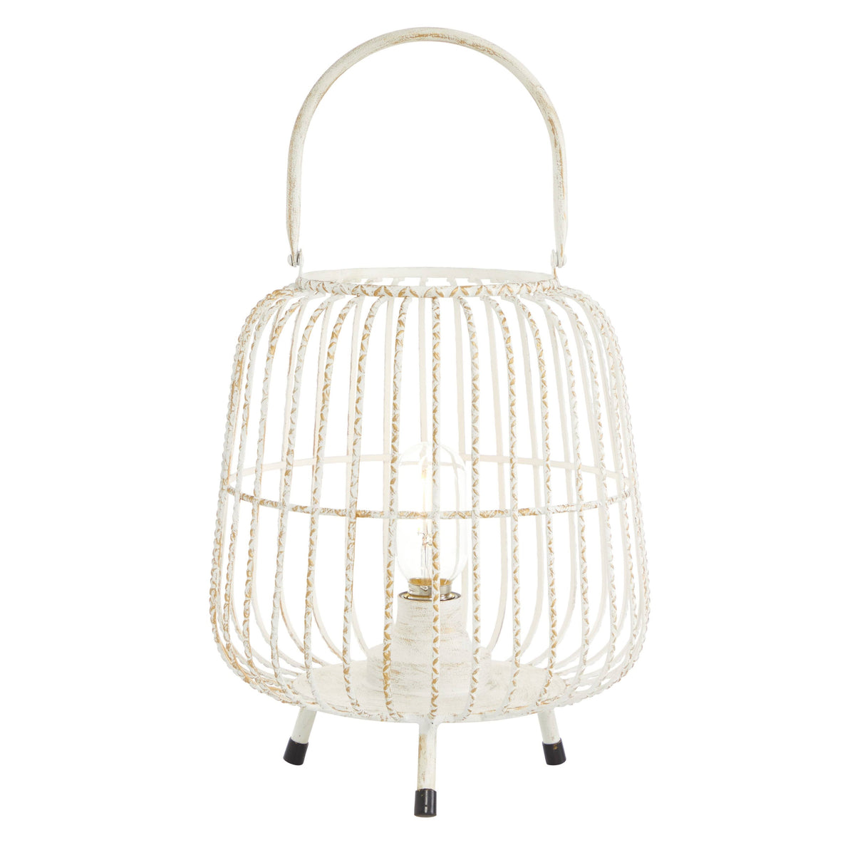 White Metal Caged Lantern U7496