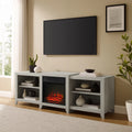 69" Low Profile Tv Stand W/Fireplace Whitewash S2106