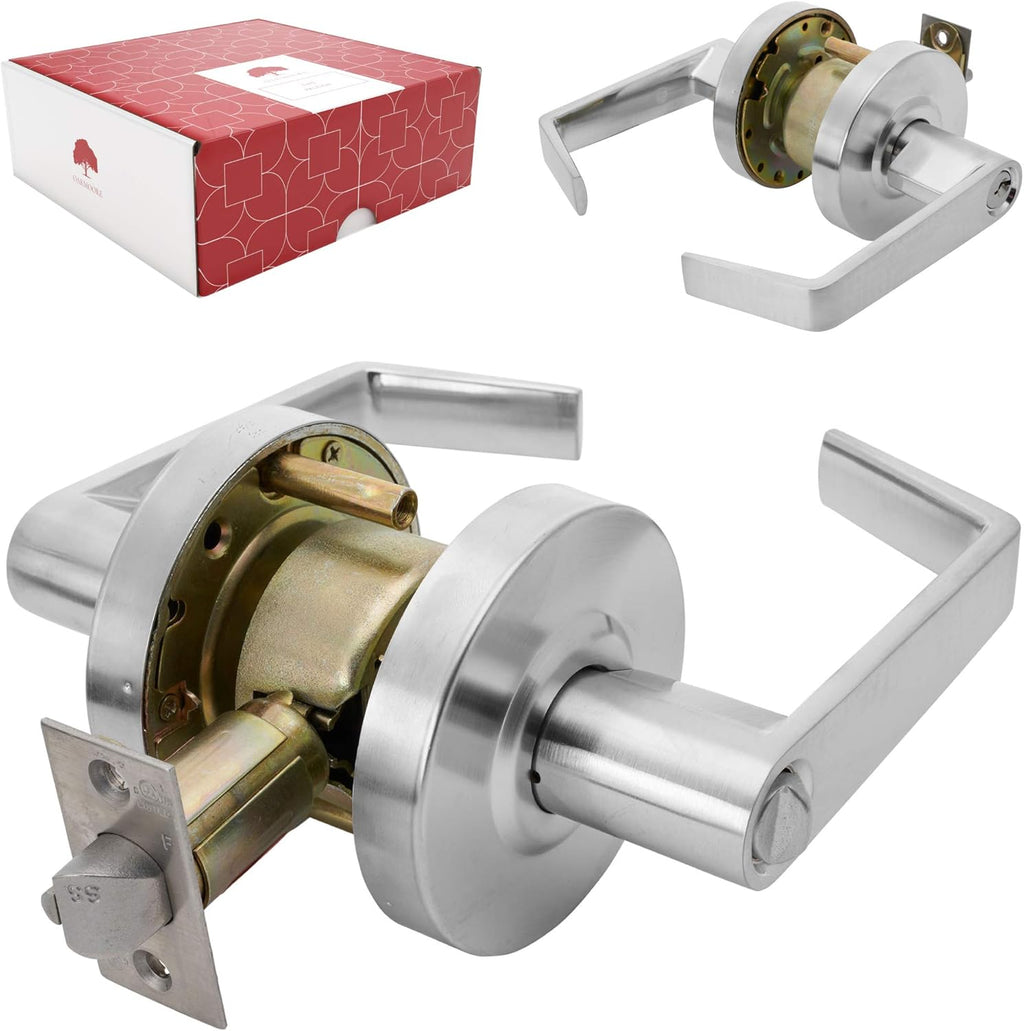 Commercial Door Handle Privacy Lock, Grade 2, Nickel Chrome K300347