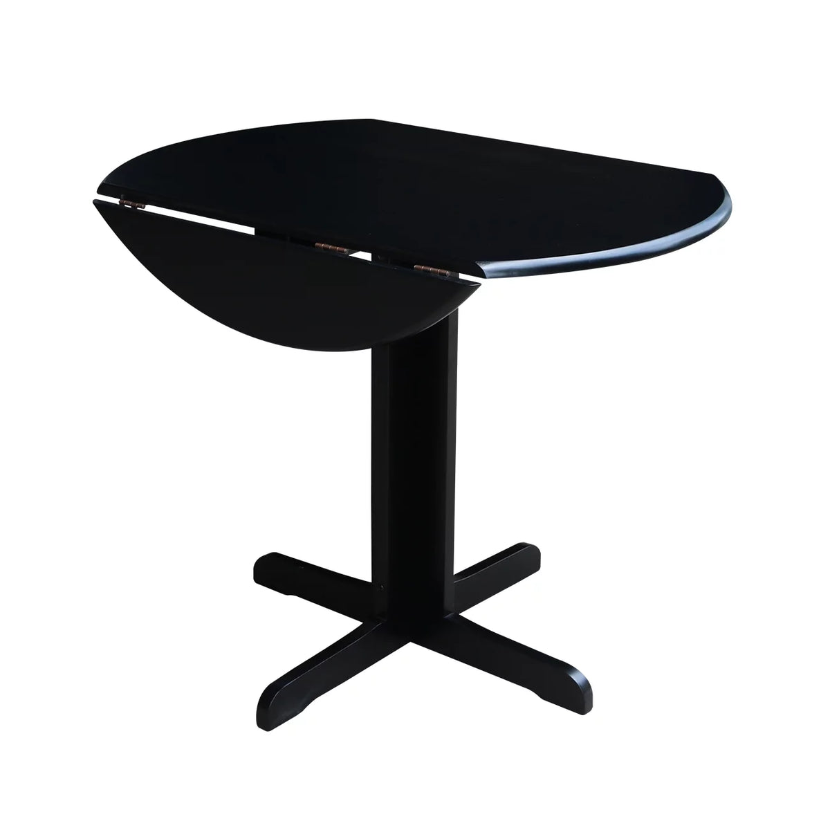 36 inch Dual Drop Leaf Dining Table with Two X-back Chairs in Black Z3579