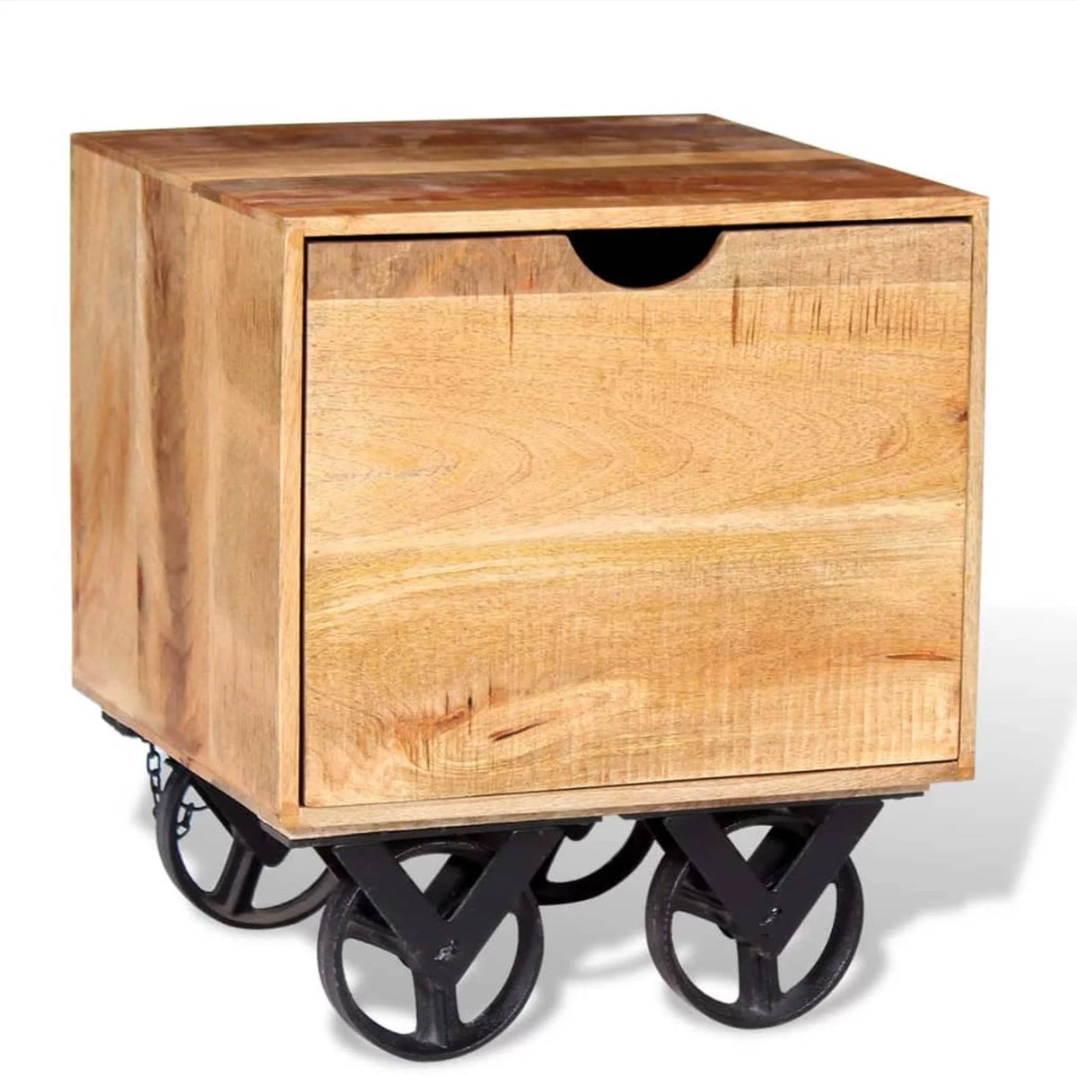 Side Table with Drawer and Wheels Mango Wood D565546