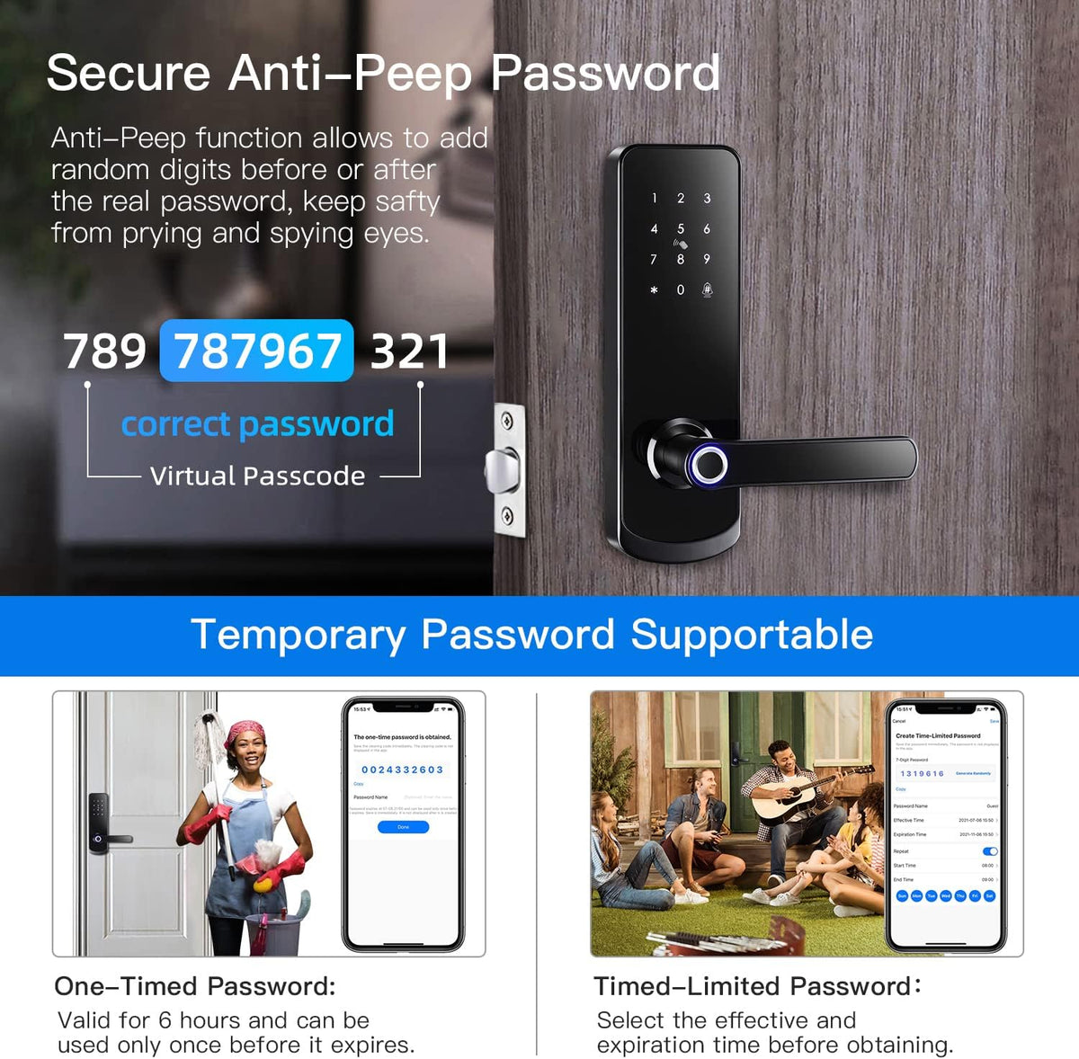 Fingerprint Smart Door Lock with Reversible Handle S388268