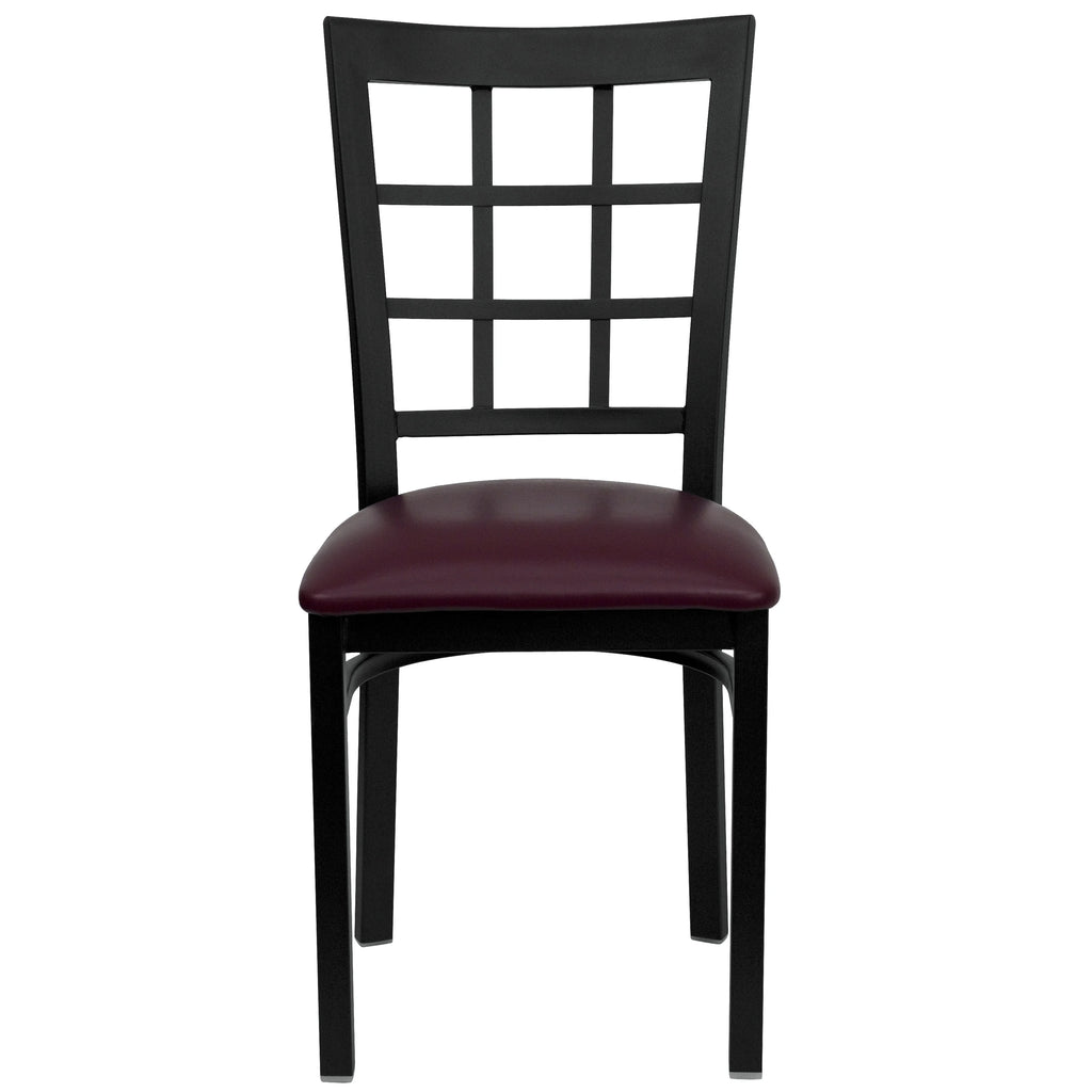 Burgundy Vinyl Seat Metal Restaurant Chair G2582