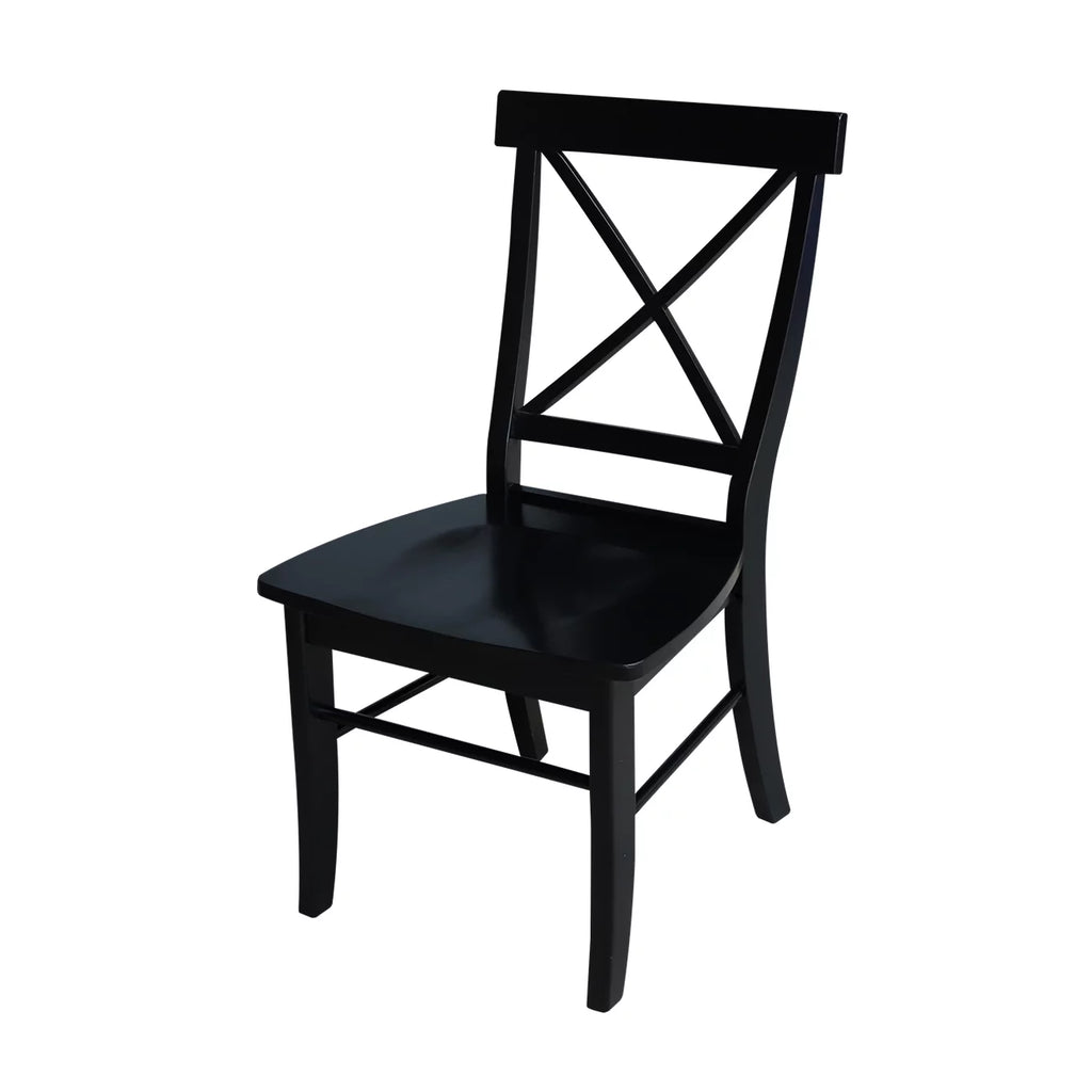 36 inch Dual Drop Leaf Dining Table with Two X-back Chairs in Black Z3579