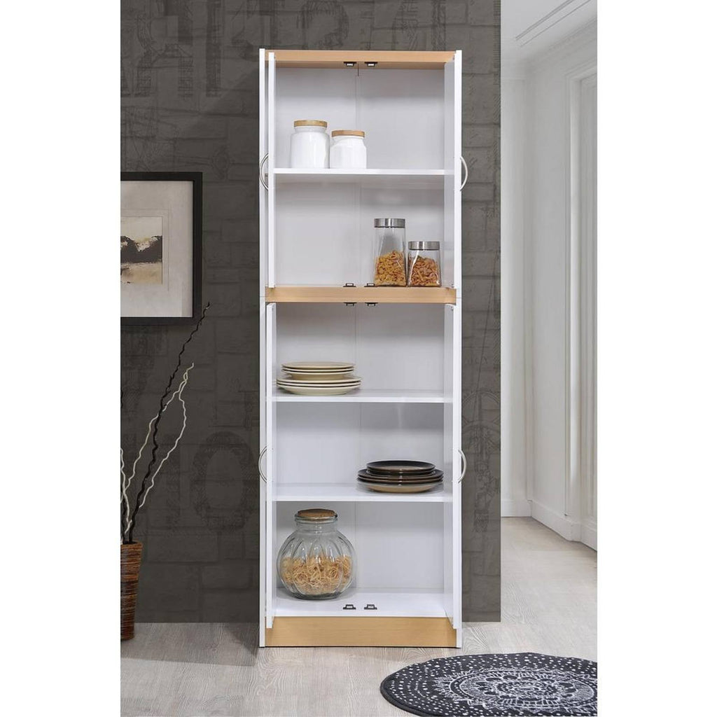 White 4-Door Kitchen Pantry Cabinet with 4 Shelves H42831