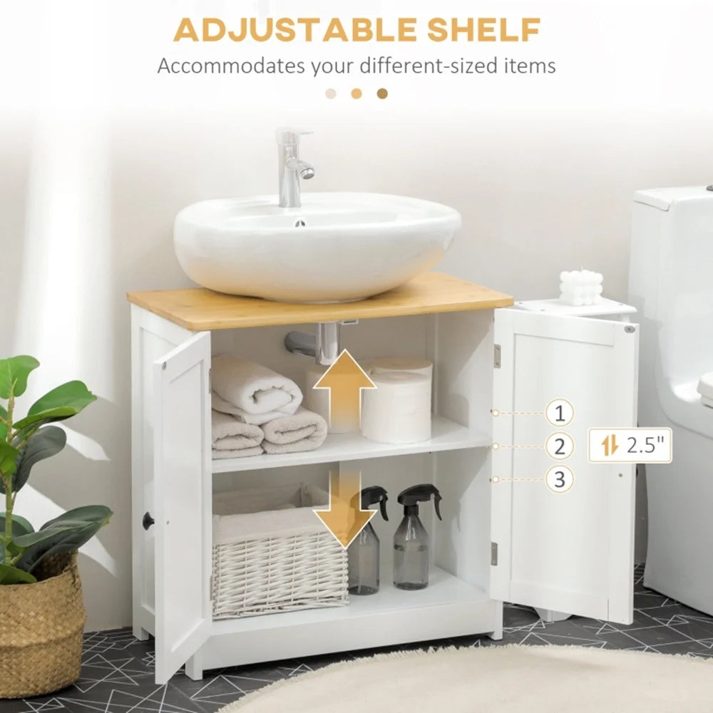 Crystal White Dark Walnut Under Sink Cabinet with Double Doors B91192