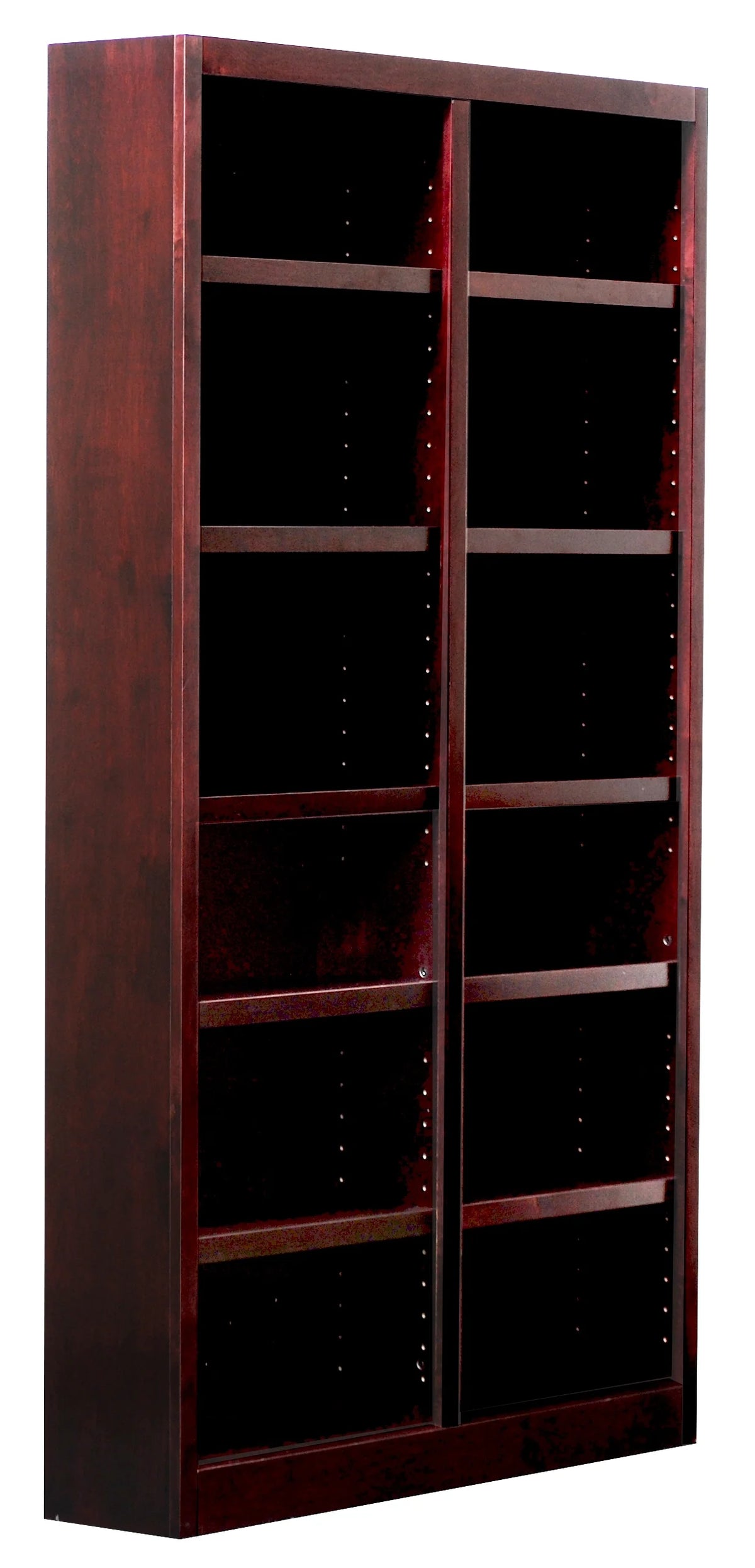 12 Shelf Double Wide Wood Bookcase, 84 inch Tall - Cherry Finish E590641