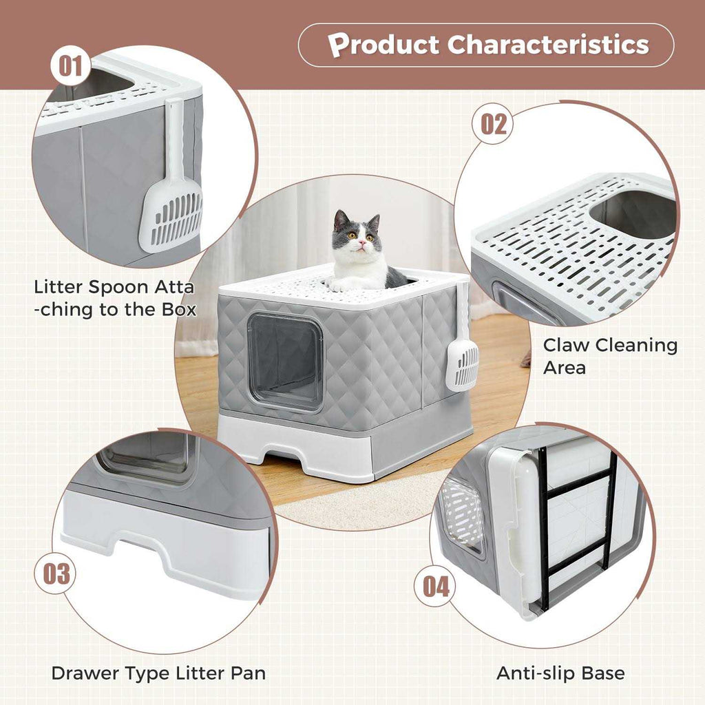 Enclosed 2 Ways Anti-splash Cat Litter Box V9607