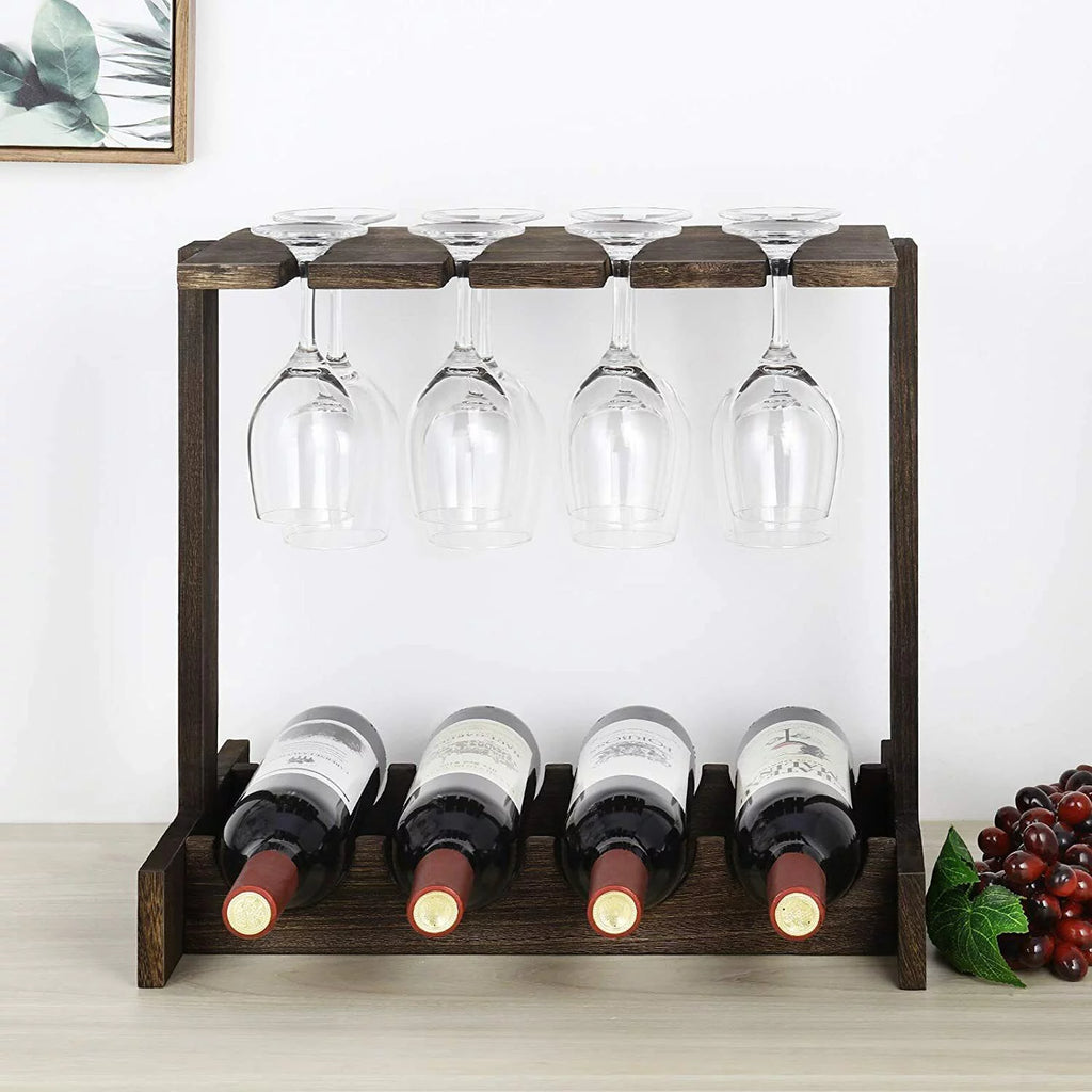 Countertop Wine Rack with 4 Glass Holder T170739