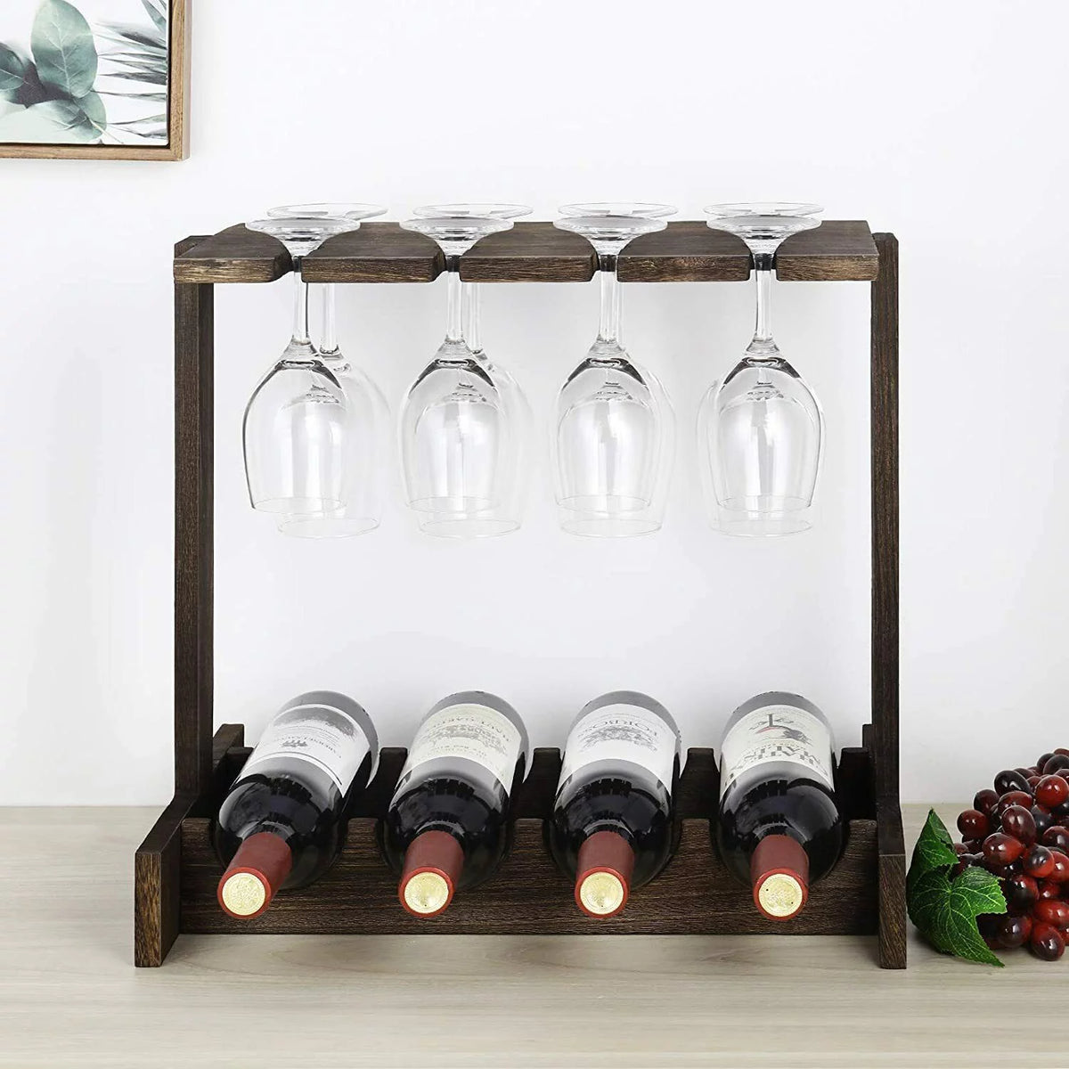 Countertop Wine Rack with 4 Glass Holder T170739
