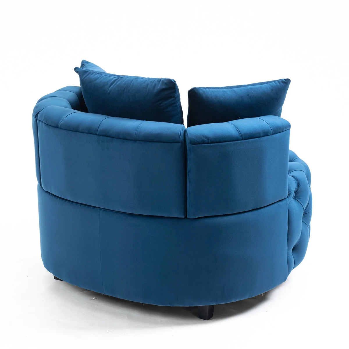 Navy Blue Velvet Oversized Barrel Accent Chair with 3 Pillows E8245