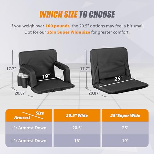 20.5"/25" Wide Padded Stadium Seat with Back Support B29743