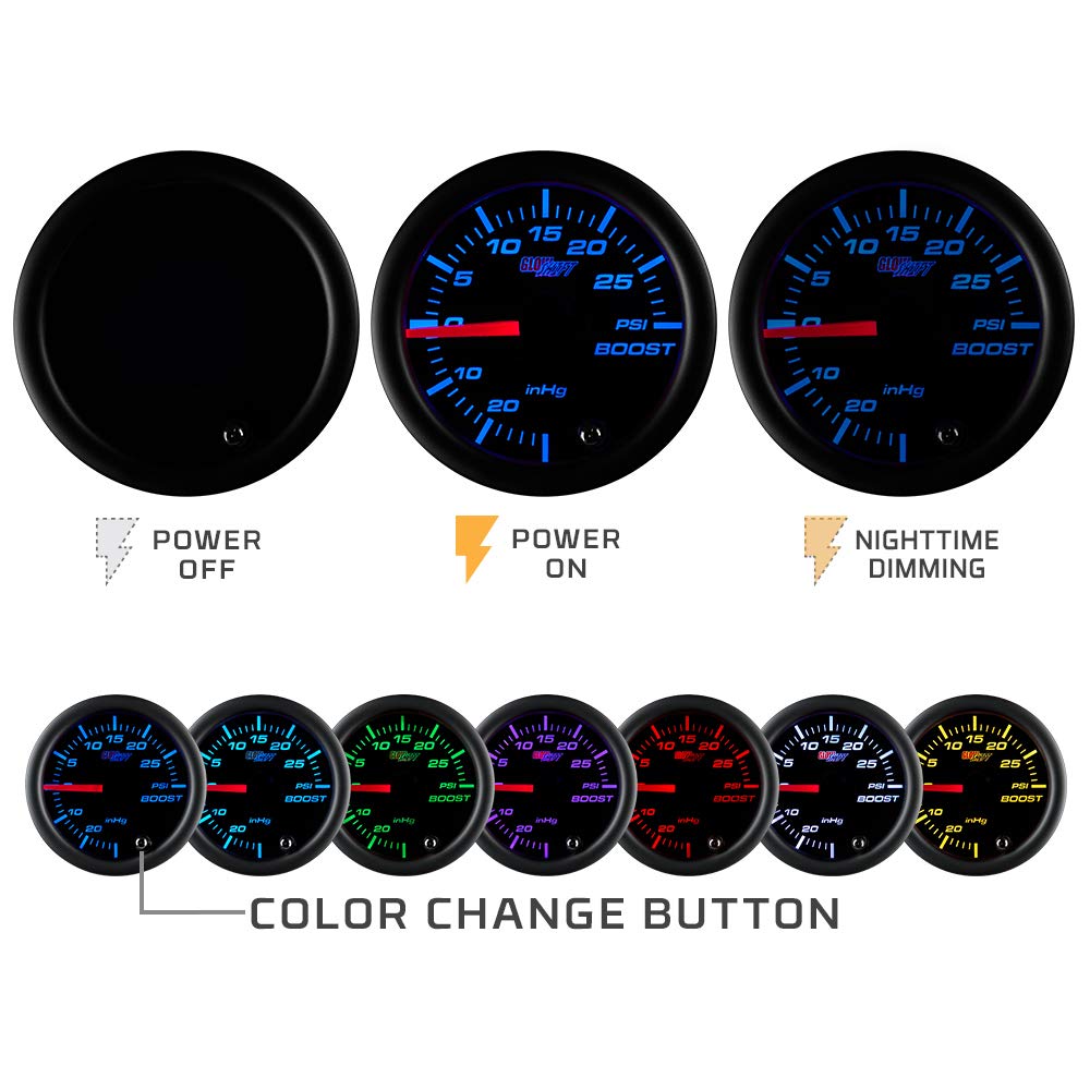 Tinted 7 Color 10,000 RPM Tachometer Gauge with Shift Light S8909