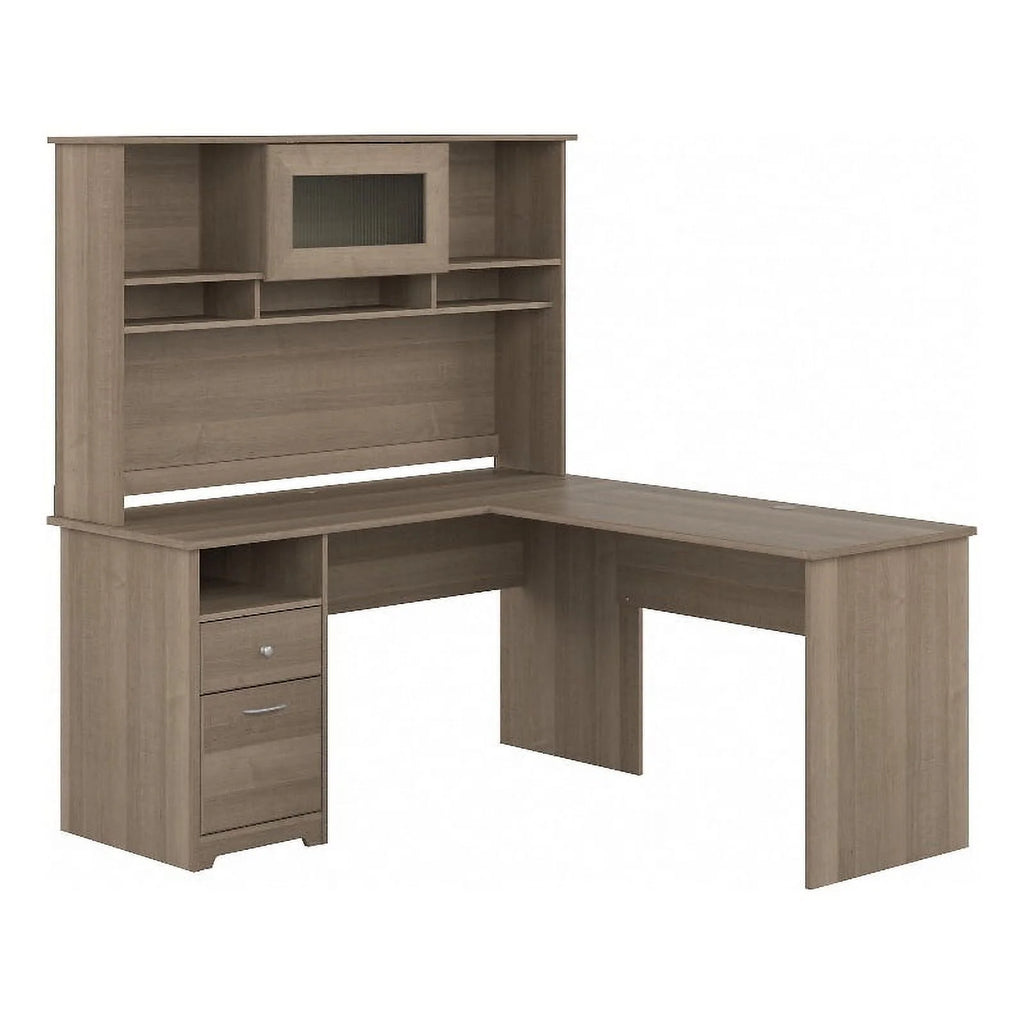 60W L Shaped Computer Desk with Hutch R356