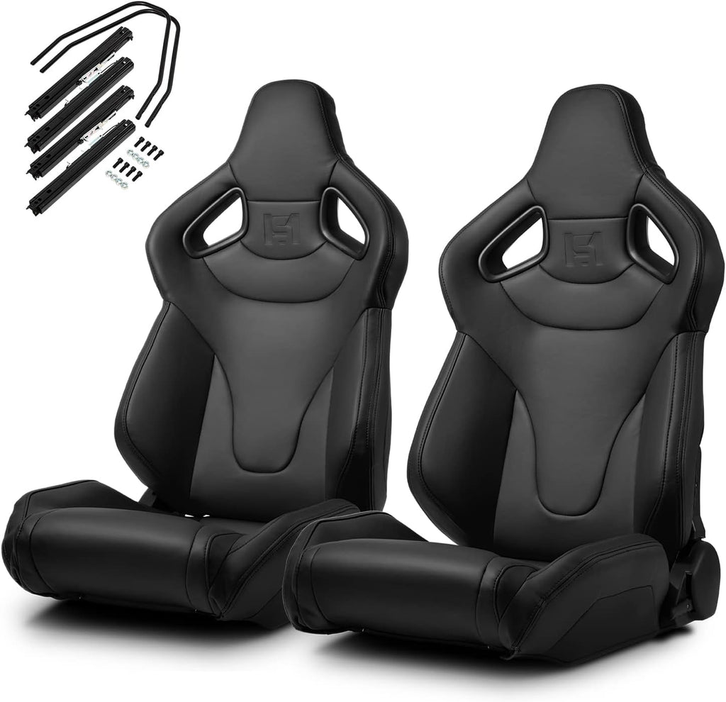 Black PVC Racing Seats with Slider Q667542