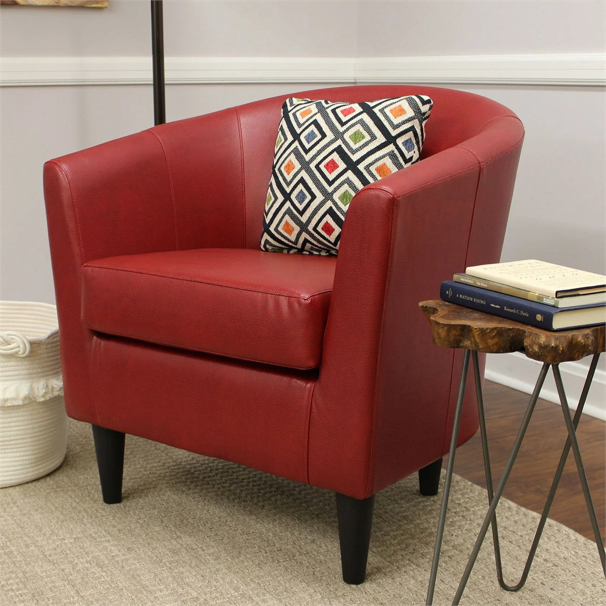 Red Faux Leather Club Chair Z3367