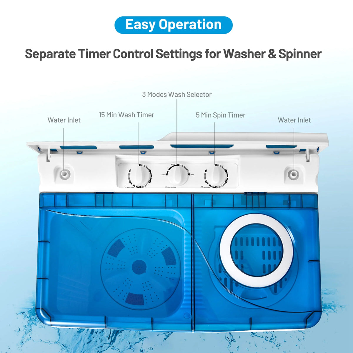 Portable Semi-automatic Washing Machine Blue Y80404