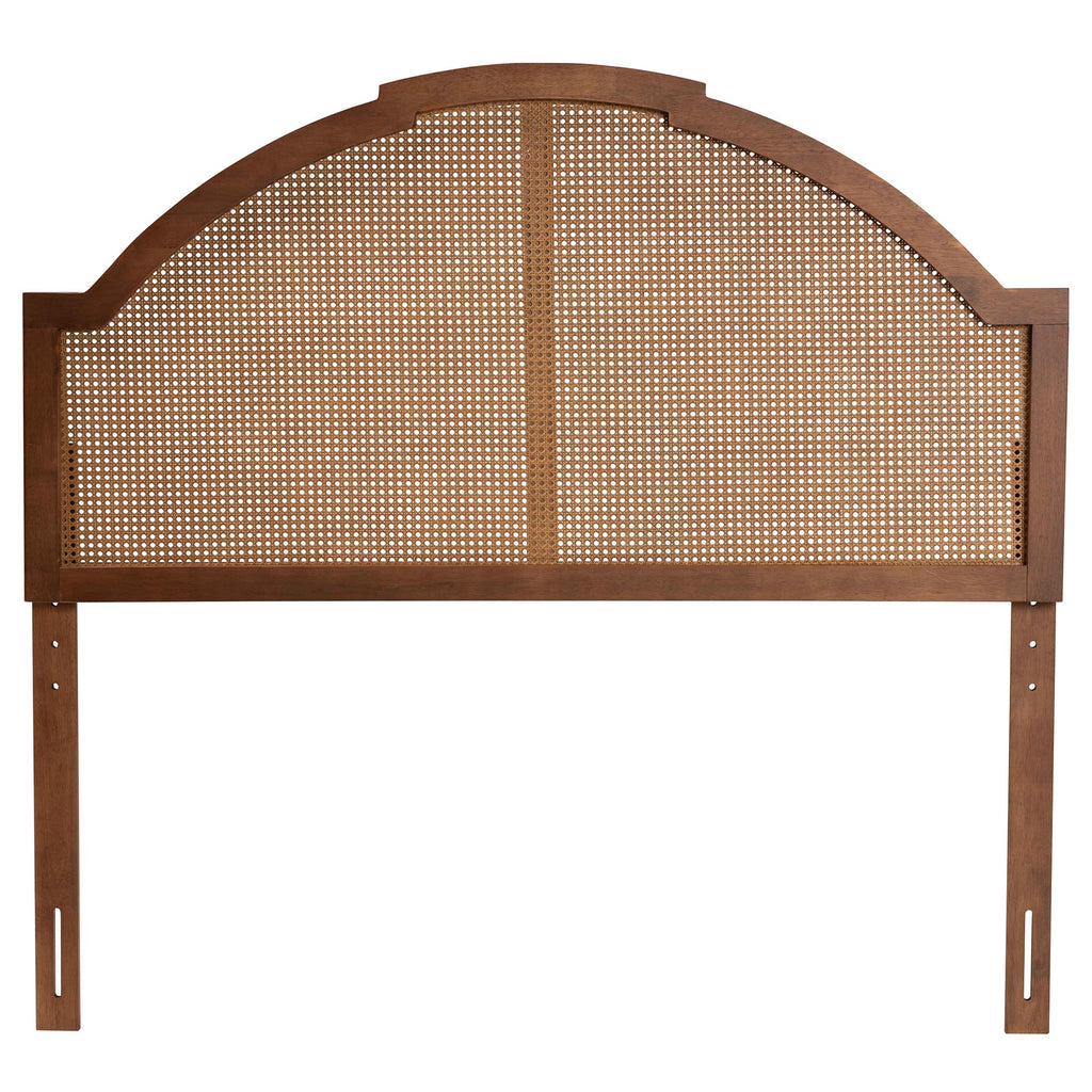 Ash Walnut Finished Wood King Size Headboard with Rattan Y2136