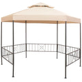 Beige Steel Frame Garden Canopy Tent Sun Shelter A997