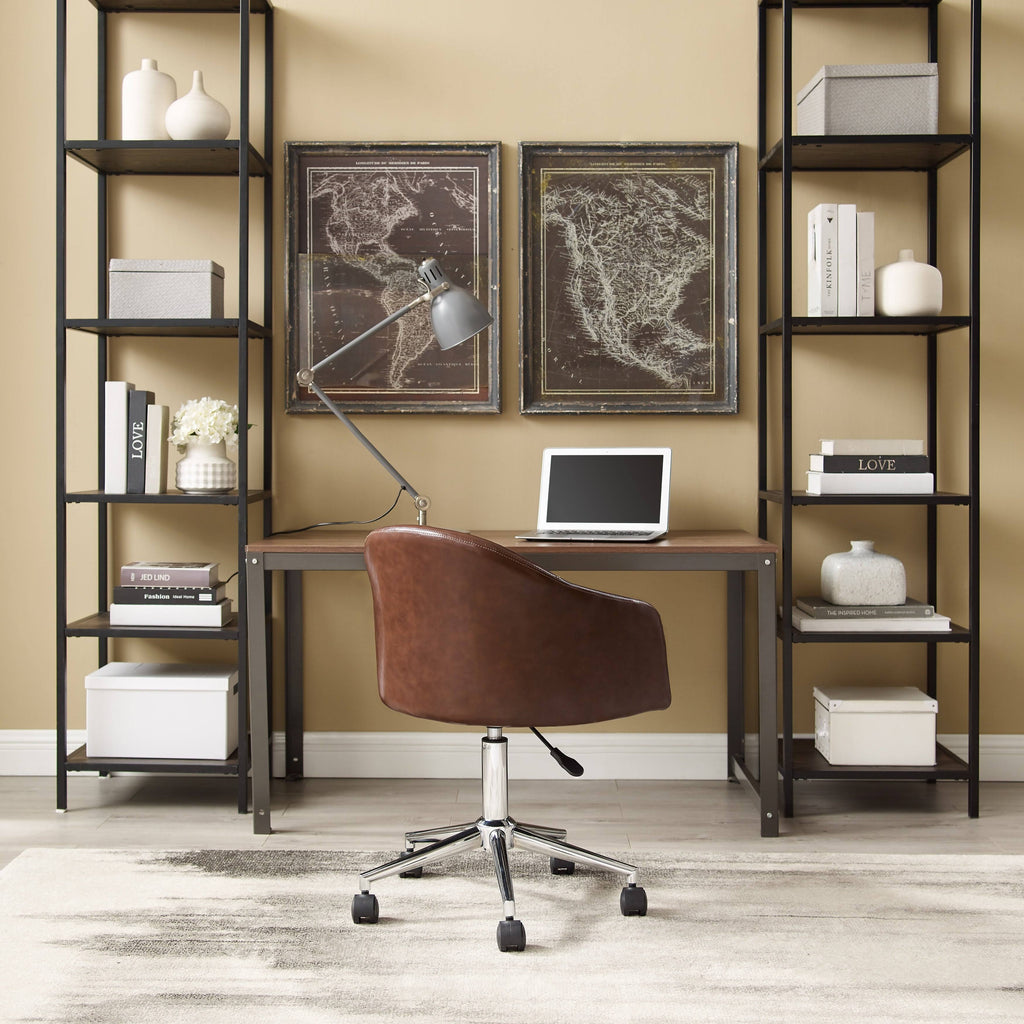 Gray Round Back Swivel Desk Chair with Caster Y2280