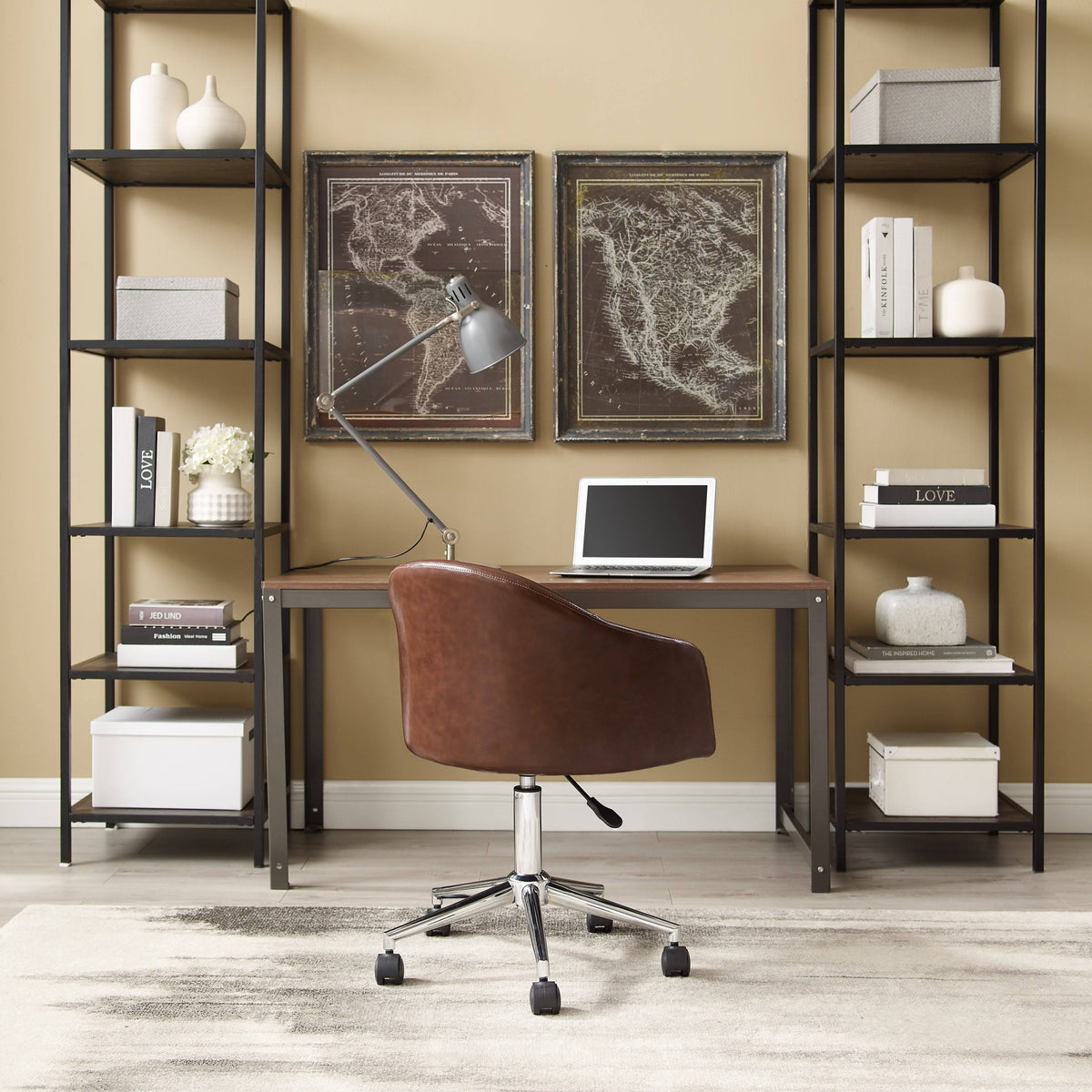 Gray Round Back Swivel Desk Chair with Caster Y2280