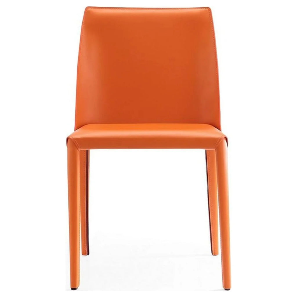 Coral Orange Leather Dining Chair (Set of 2) H320