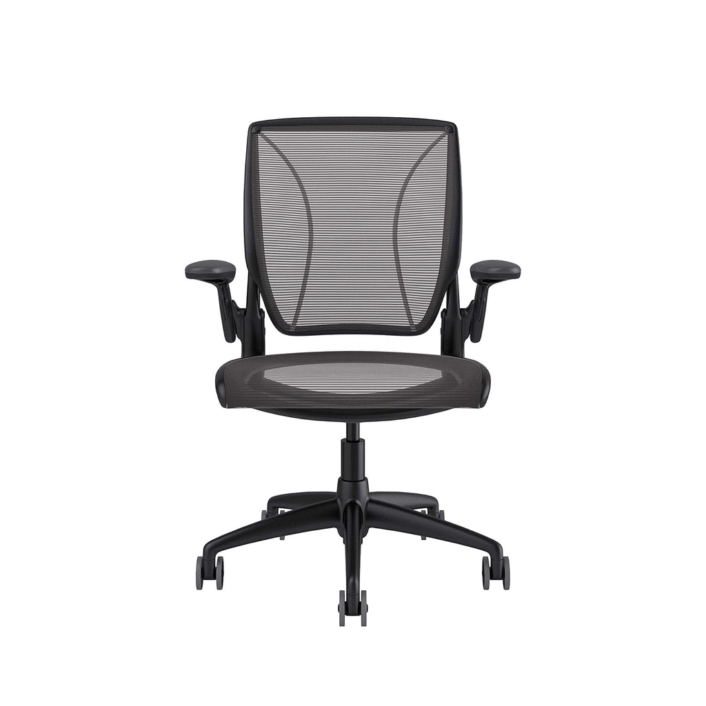 Black Office Task Chair with Adjustable Arms and Carpet Casters U3829