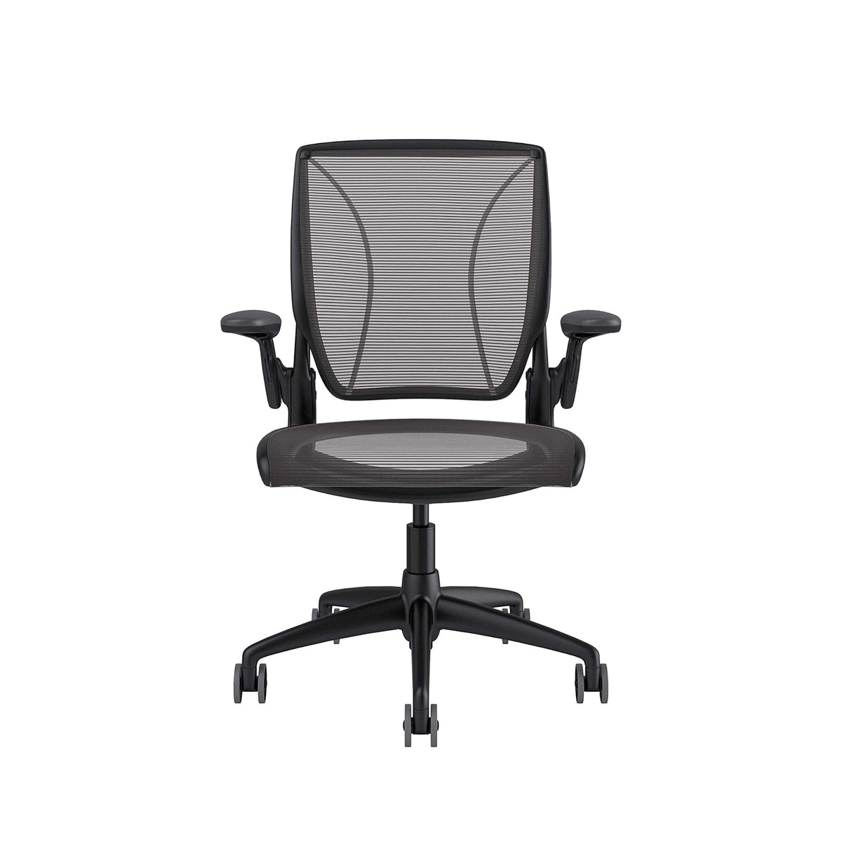 Black Office Task Chair with Adjustable Arms and Carpet Casters U3829
