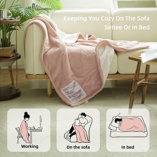 Soft Silky Plush Electric Throw Blanket 50''X60'' Grey M7781