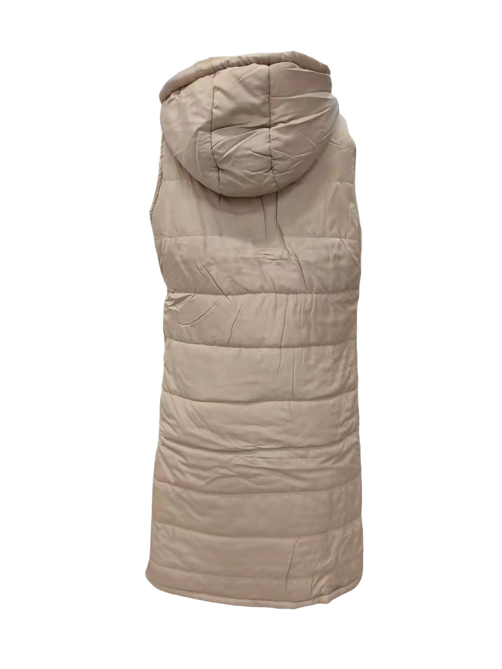 Women's Hooded Down Long Vest Padded Jacket with Pockets K402165