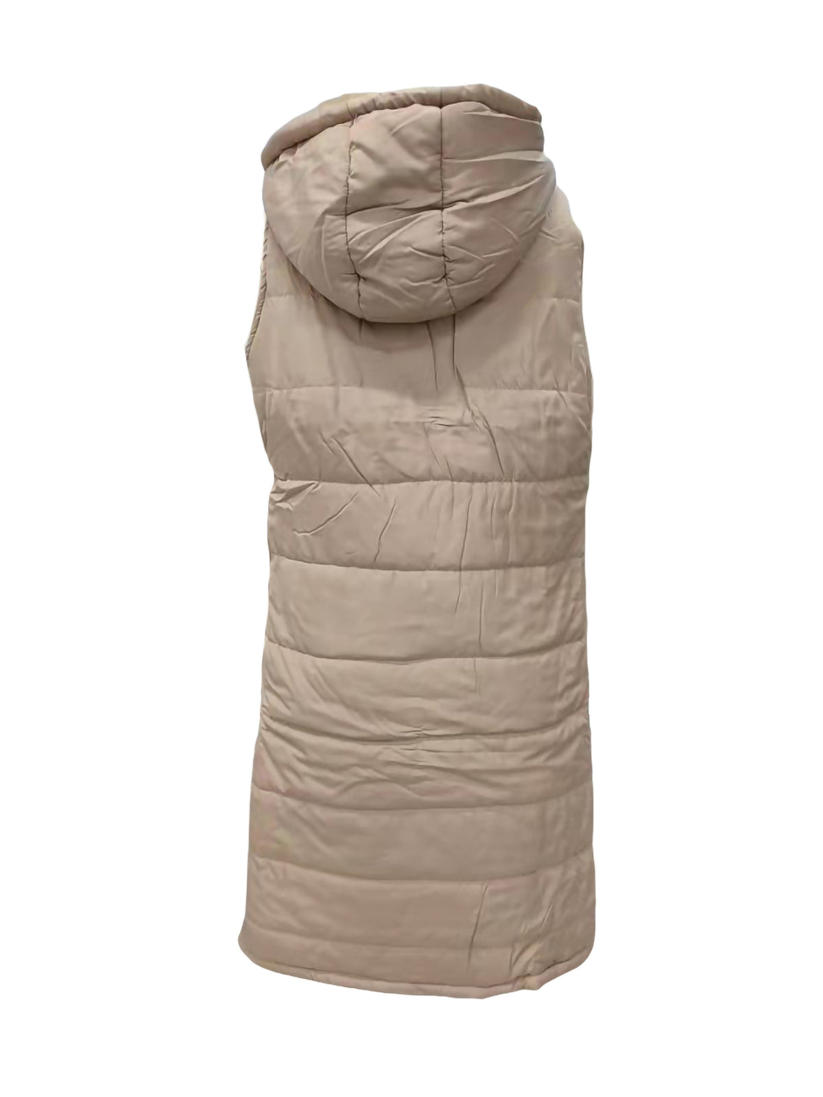 Women's Hooded Down Long Vest Padded Jacket with Pockets K402165