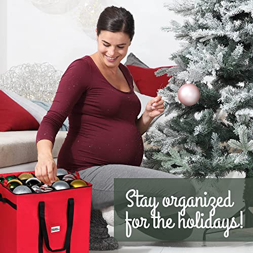 Christmas Ornament Storage Container with 4 Individual Trays, Heavy Duty 600D Tear Resistant Material R918