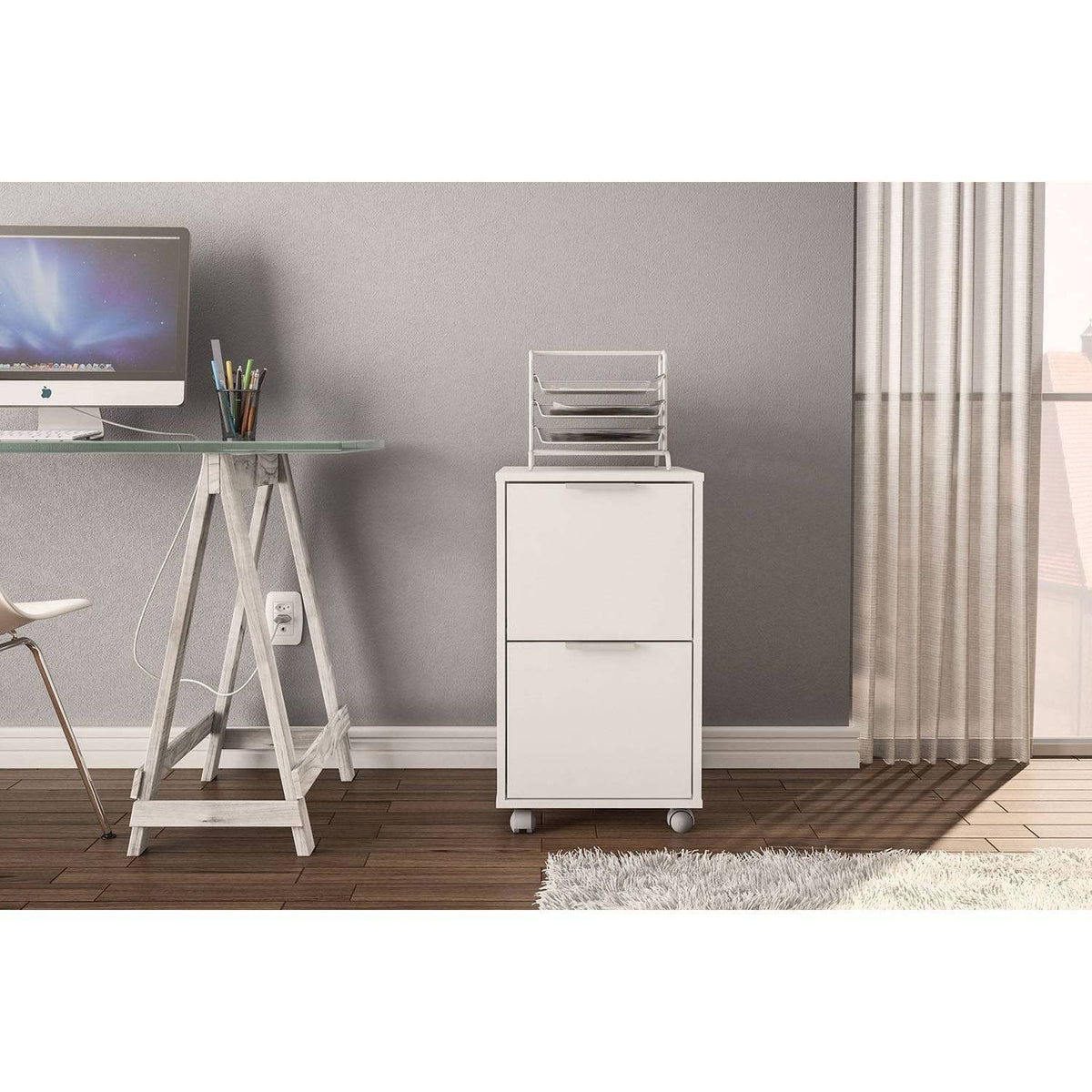 White 2 Drawer File Cabinet W649