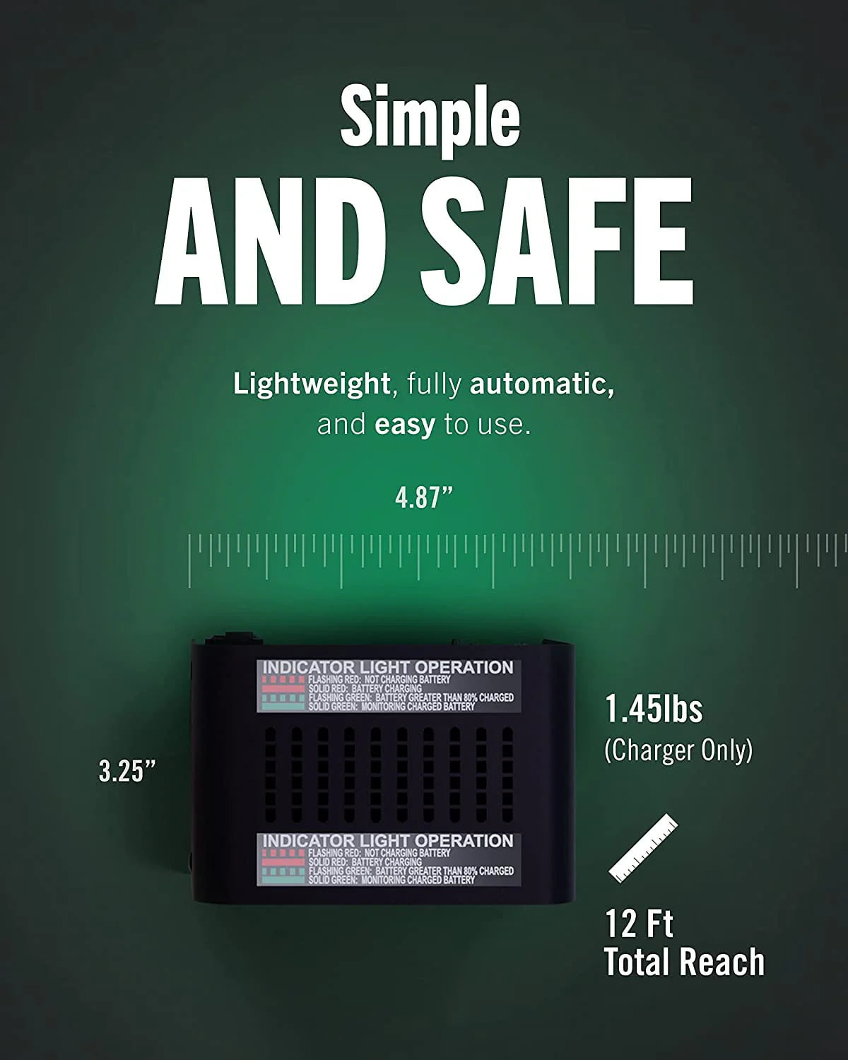 12V 1.25 AMP Battery Charger and Maintainer H378