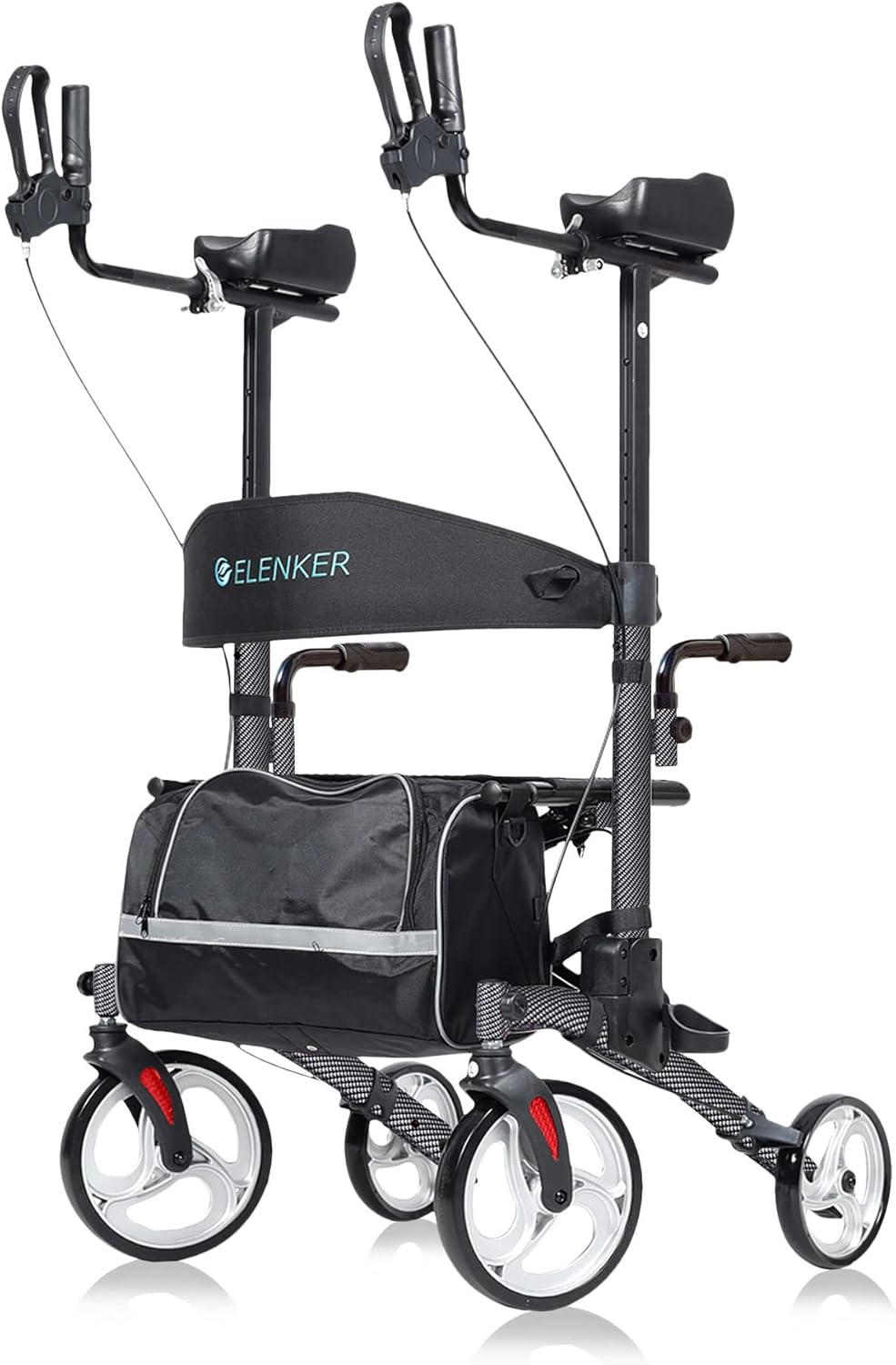 Upright Walker with Seat and Padded Armrests (Carbon Fiber Black) M15164