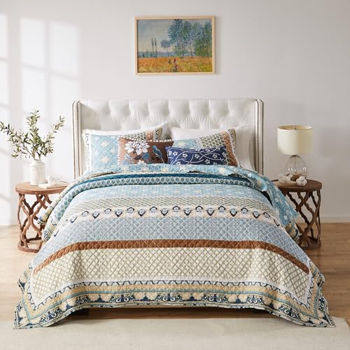 3-Piece Full/Queen Blue Quilted Bedding Set B911780