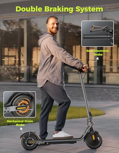 Electric Scooter, 25 Miles Range, 22MPH Max Speed, 850W Peak, 8.5"/10" Solid Tires, Dual Braking System P25524