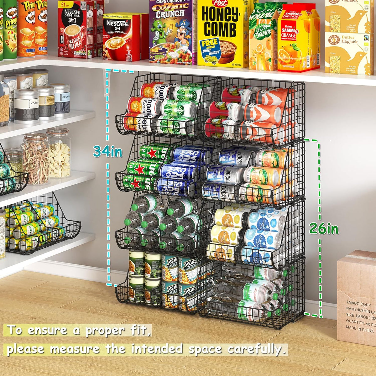 3 Tier Can Dispenser with 3 Divider, Wire Bins Z8776