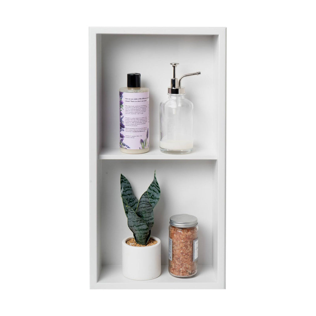 12 x 24 Stainless Steel Double Shelf Bath Shower Niche Matte White J871