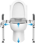 Raised Toilet Seat with Handles, Width and Height Adjustable Padded Toilet Seat Risers, Heavy Duty 350lbs B5972
