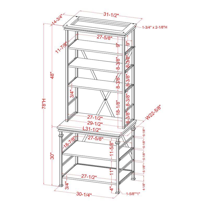 Industrial Metal 6-Shelf Bookcase K642