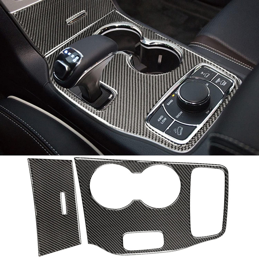 Real Carbon Fiber Black Cup Holder Center Console Trim S519267