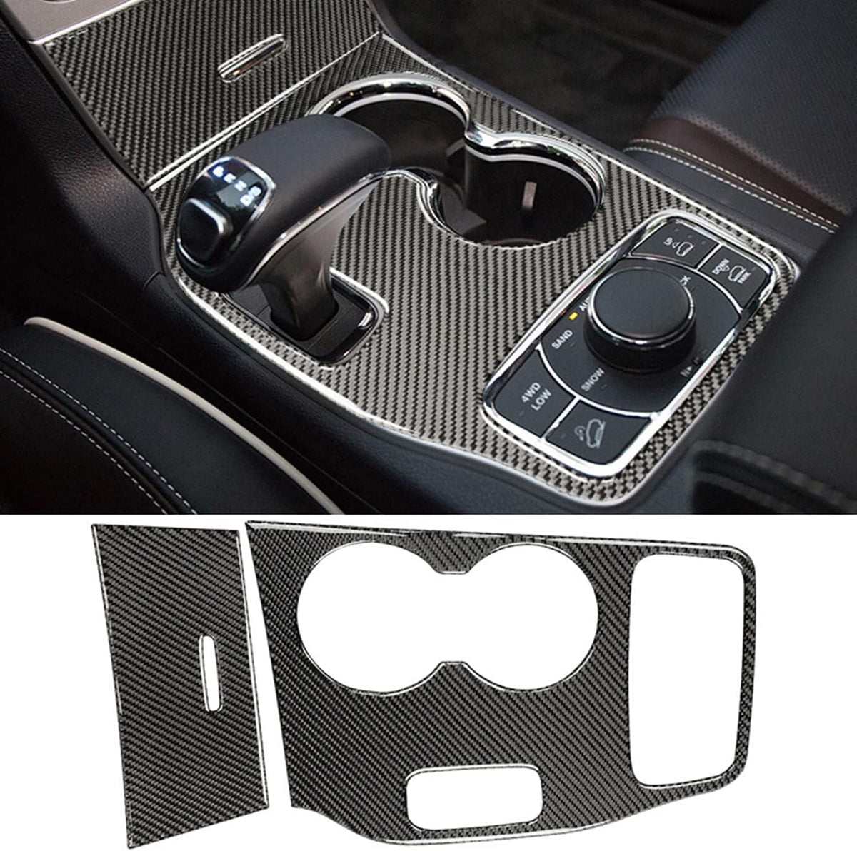 Real Carbon Fiber Black Cup Holder Center Console Trim S519267