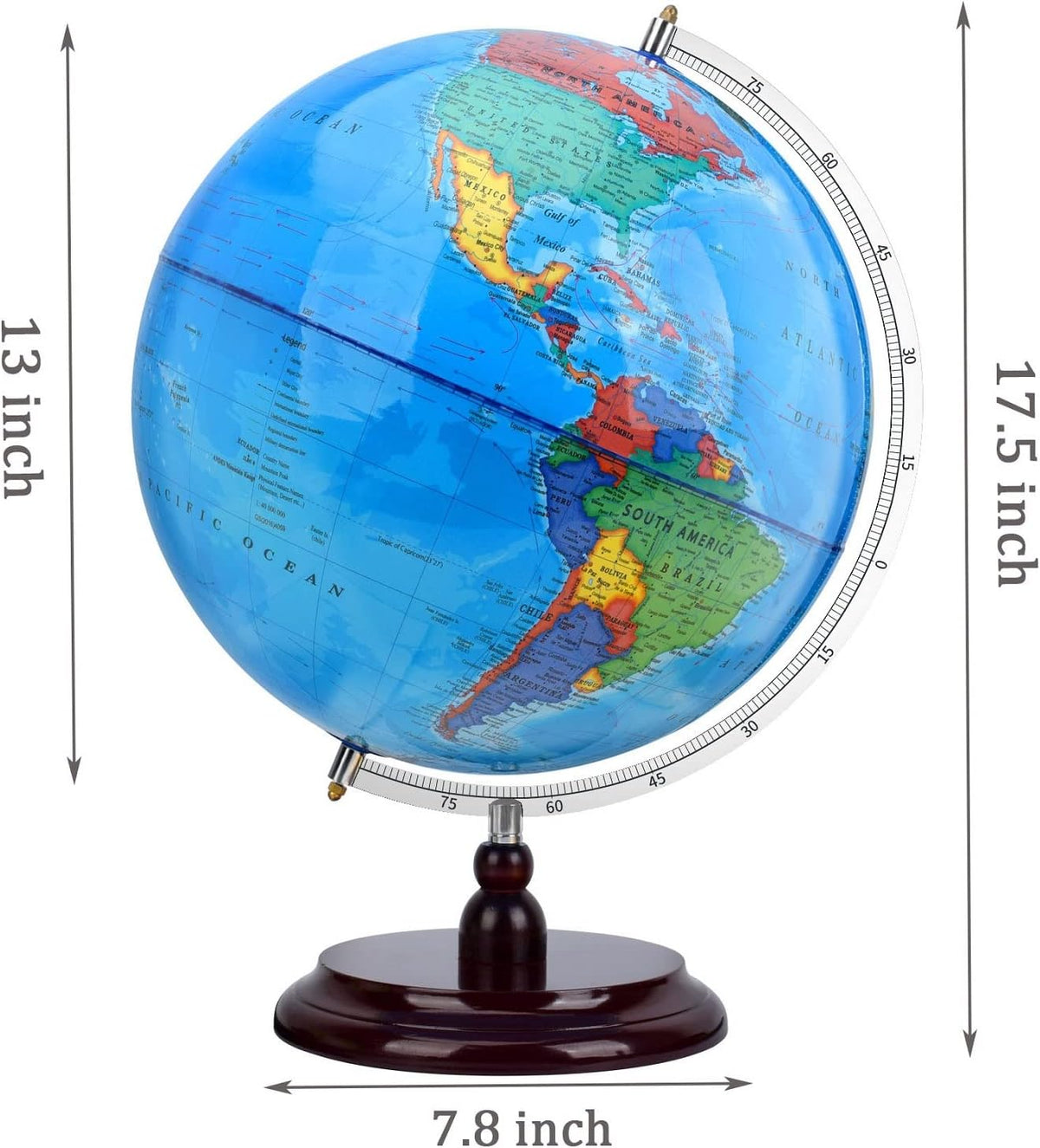 13 inch Educational World Globe with Stand J1527