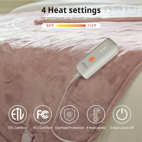 Soft Silky Plush Electric Throw Blanket 50''X60'' Grey M7781